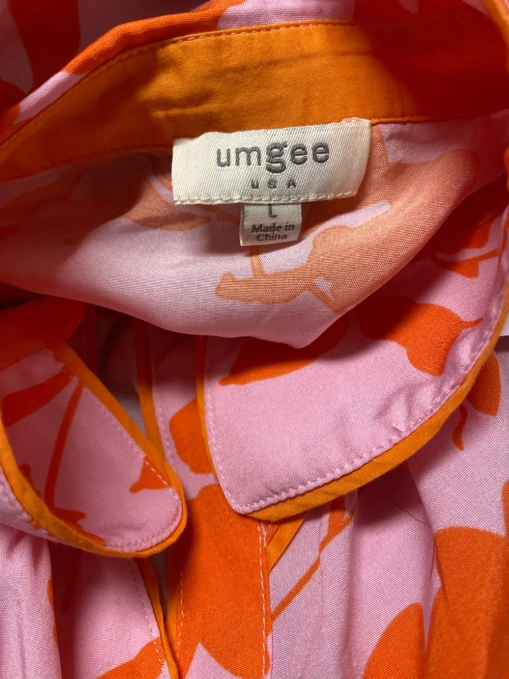Umgee Pink Floral Tiered Mini Dress with Orange Print - Picture 5 of 8